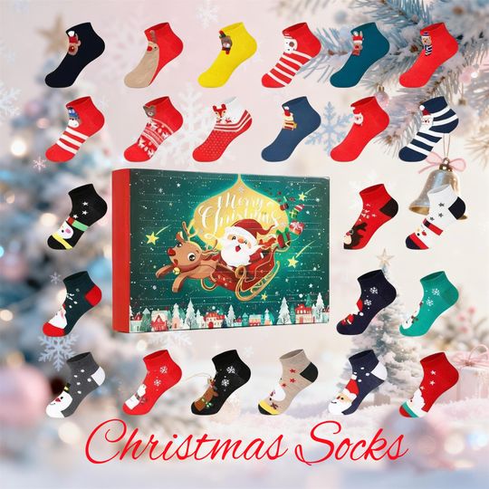 Discover Socks Advent Calendar Christmas 2025, 12 Days Of Socks, Colorful Crew Socks, Funky Running Socks, White Elephant, Runner's Gifts For Adults