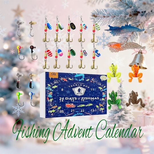 Discover Fly Fisherman's Advent Calendar 2025, Fishing Lure Countdown, Fishing Tackle,Christmas Countdown White Elephant Gifts,Gift for Fishing Lover