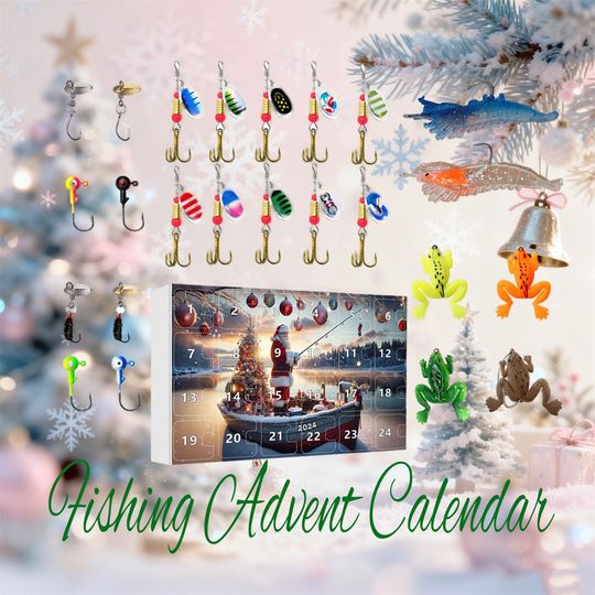 Discover Fishing Lure Advent Calendar 2025, Fishing Lure Countdown, Cute Fishing Tackle, Christmas Countdown White Elephant Gifts for Fishing Lover