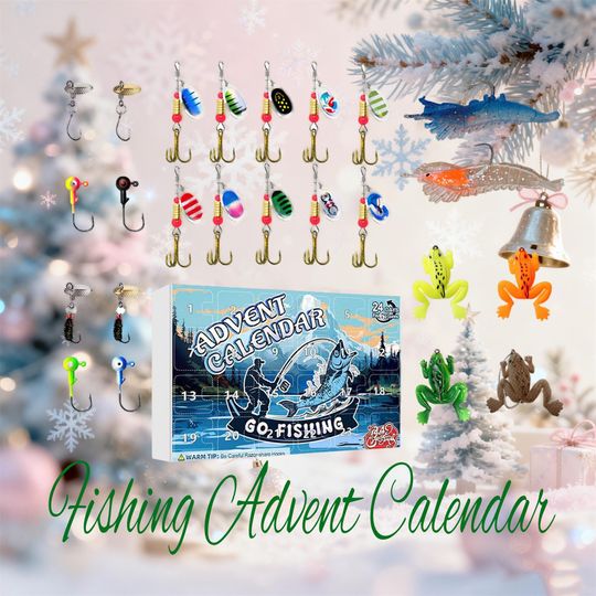 Discover Fishing Advent Calendar 2025, Fishing Lure Countdown, Christmas Fly Fisherman's Tackle,Xmas Countdown White Elephant Gifts for Fishing Lover