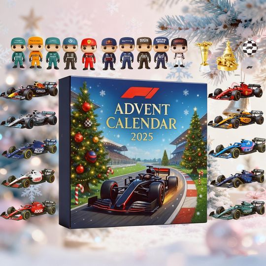 Discover F1 Advent Calendar 2025, Racing Car Toy Set, 24 Days Countdown Calendar for Kids, Formula 1 Gifts for Car Lovers, Christmas Collectible Cars