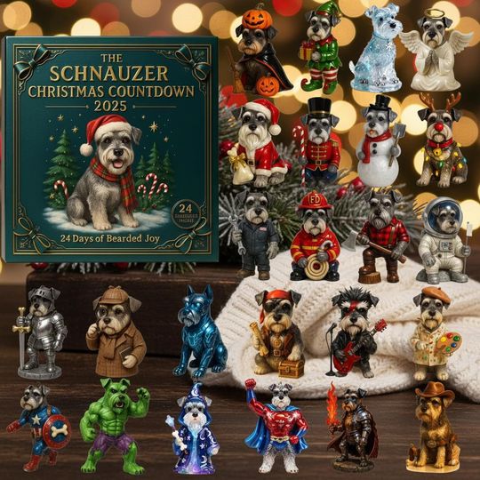 Discover Schnauzer Advent Calendar 2025  24 Days of Dog Figurine Surprises  Christmas Countdown Gift