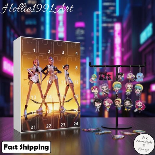Discover Kpop Demon Advent Calendar 2025, Custom Name 24 Days Idol Figurine Set Countdown Box, Christmas Countdown Box