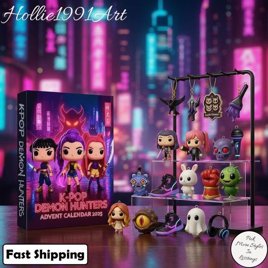 Discover Kpop Demon Hunters Advent Calendar, Kpop 2D Print Acrylic, Demon Hunters Advent Calendar, 24 Funny Holiday Decor Ornaments