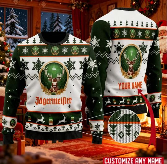 Ugly Christmas Sweater, Master Hunter Liqueur Ugly Christmas Sweater, Stag Deer Funny Holiday Jumper, Herbal Alcohol, Xmas Party Sweatshirt