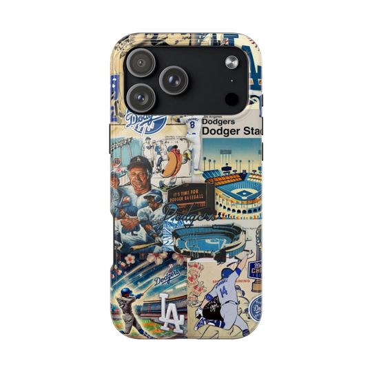 Vintage Los Angeles Dodgers iPhone Case  | Retro Baseball Collage Cover |  Classic Protective Phone Case