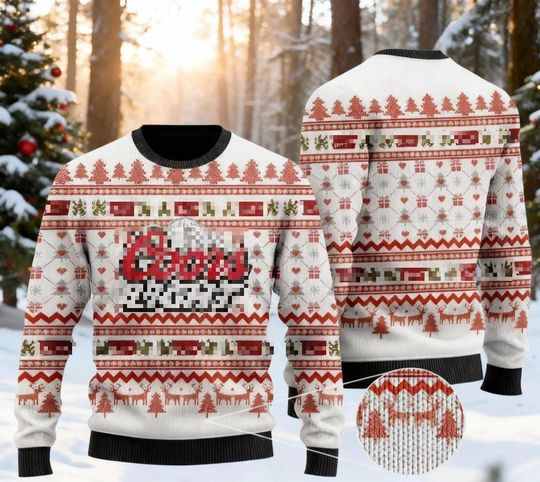 Discover Mountain Beer Christmas Sweater, Cold Brew Holiday Crewneck, Banquet Brew Fan Gift, White Ugly Xmas Party Top, Funny Drinking Shirt