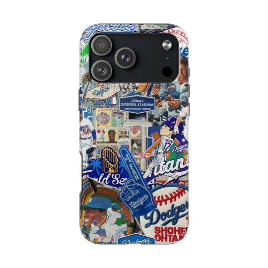 Dodgers iPhone Case | Retro Baseball Collage, Protective Phone Cover