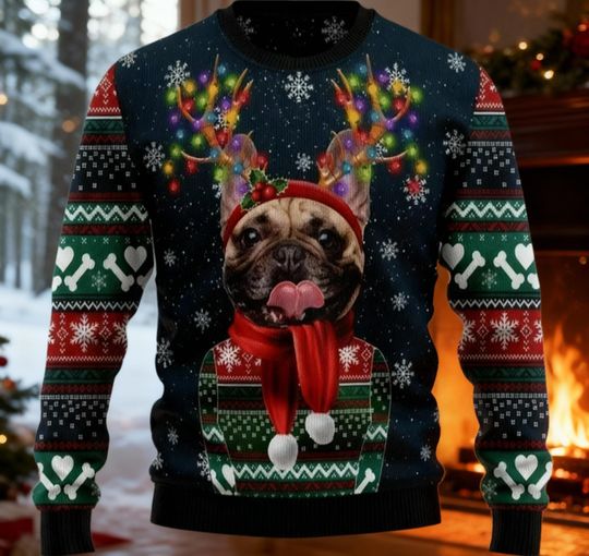 Discover Custom Pet Photo Ugly Christmas Sweatshirt, Christmas Party Wear, Christmas Sweater, Ugly Xmas Sweatshirt, Funny Animal Lover Gift