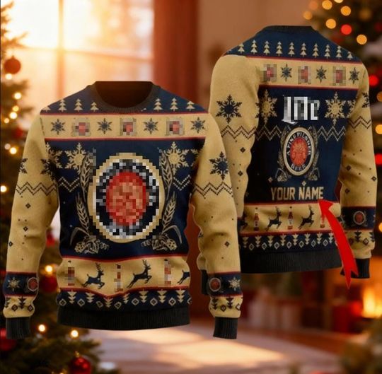 Discover Fine Pilsner Beer Ugly Christmas Sweater, Lite Lager Holiday Jumper, Funny Custom Name Beer Gift, Christmas Party Sweatshirt for Him