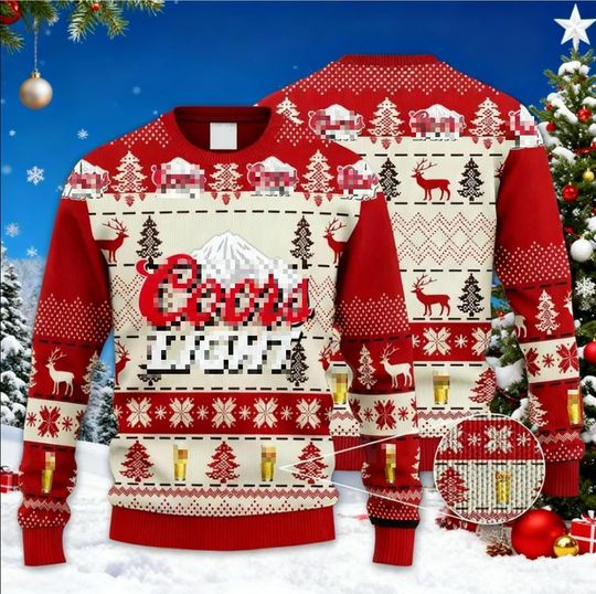 Discover Rocky Mountain Light Beer Ugly Sweater, Funny Christmas Jumper, Cold Activated Gift for Beer Dad, Holiday Party Sweatshirt, Bar Gear