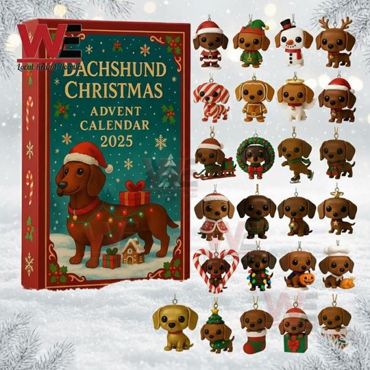 Dachshund Christmas 24 Acrylic Ornaments Advent Calendar 2025, Cute Puppy Figurine Set, Festive Holiday Countdown Gift for Dog Lovers