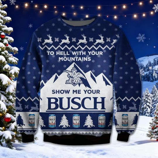 Discover Show Me Your Beer Ugly Christmas Sweater, Mountain Beer Jumper, Funny Alcohol Holiday Gift, Christmas Party Sweatshirt for Him