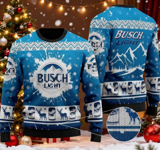 Discover Blue Mountain Lager Ugly Sweater, Funny Beer Christmas Gift, Holiday Party Sweatshirt For Men, Light Beer Lover Jumper, Retro Alcohol Shirt