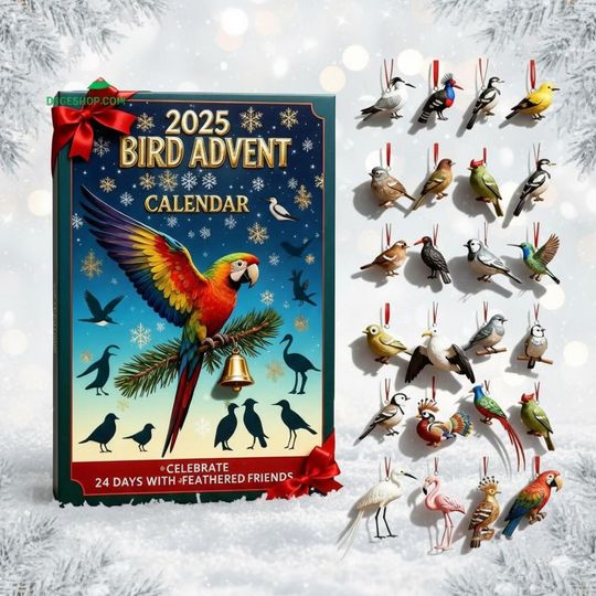 Discover Bird 24 Acrylic Ornaments Advent Calendar 2025, Feathered Friends Set, Christmas Countdown Gift for Bird Lovers