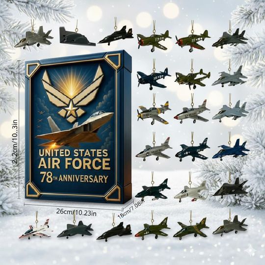 Discover Airplane 24 Acrylic Ornaments Advent Calendar 2025, Military Jet Collection Set, Aviation-Themed Christmas Countdown Gift for Airplane Lovers