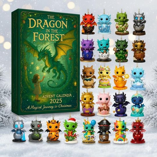 Discover Dragon Fantasy 24 Acrylic Ornaments Advent Calendar 2025, Baby Dragon Figures Set, Magical Christmas Countdown Gift