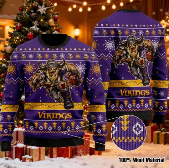 Discover Ugly Christmas Sweater, Viking Ugly Sweater Christmas, Retro Football American Sweatshirt Pattern