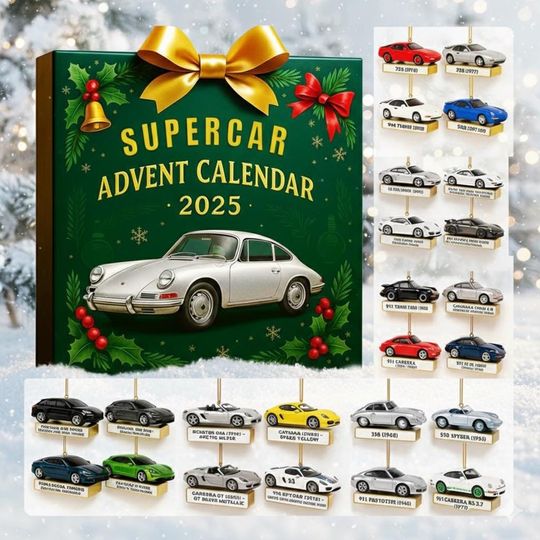 Discover Supercar 24 Acrylic Ornaments Advent Calendar 2025, Sports Car Collection Set, Christmas Gift