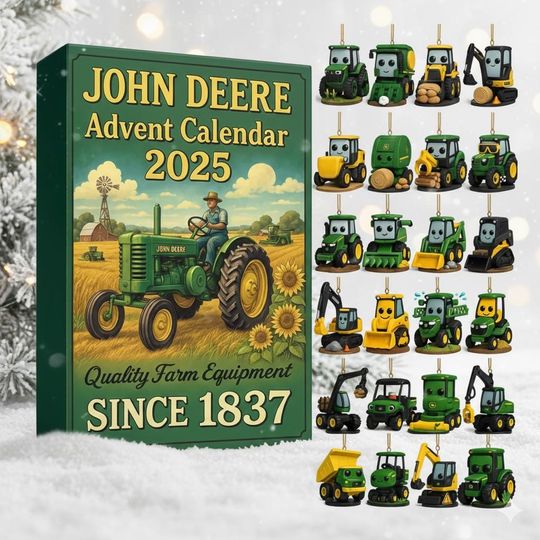 Discover Farm Tractor 24 Acrylic Ornaments Advent Calendar 2025, Cute Farming Vehicle Set, Country Farm Equipment Christmas Countdown Gift