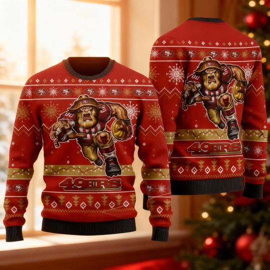 Discover Ugly Christmas Sweater, San Francisco Ugly Sweater Christmas, Retro Football American Sweatshirt Pattern, Shirt Xmas Full Print