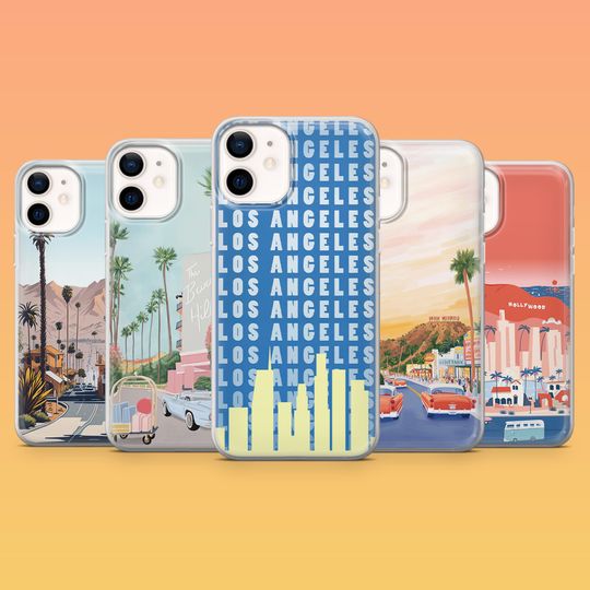 Discover Los Angeles Phone Case LA America Cover for iPhone 17Pro, 16, 15, 14, 13, 12, Samsung S25, S24, S23Fe, S22, A16, A26, A56, Pixel 10, 9Pro
