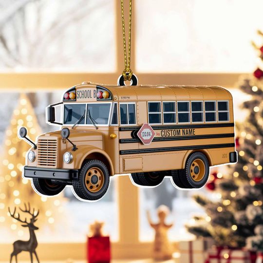Discover School Bus Christmas Ornament 2025 | Tree Hanging Decor, Custom Ornament with Yellow Bus Design | Gift for Teachers, Students & Bus Drivers