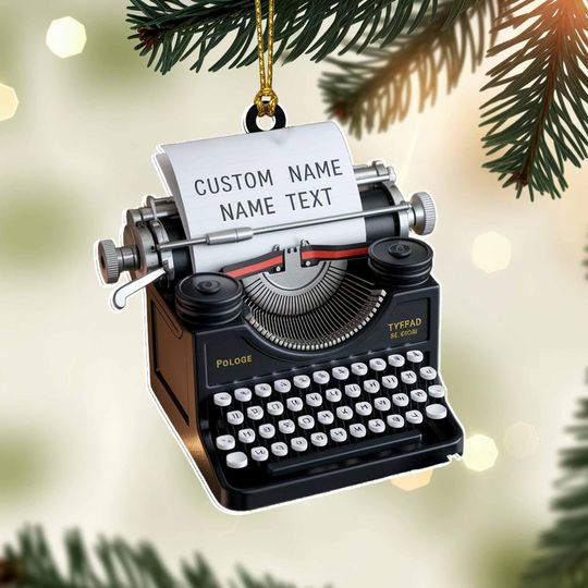 Discover Typewriter Christmas Ornament 2025 Tree Hanging Decor, Custom Ornament with Vintage Typewriter Design Gift for Writers, Authors Journalists