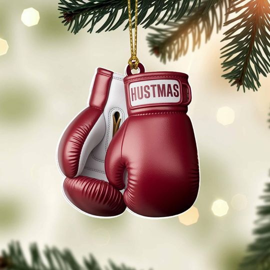 Discover Boxing Gloves Christmas Ornament, Flat 2D Acrylic Custom Hanging Decor, Personalized Gift for Boxers, Fighters & Gym Lovers