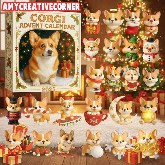 Discover Corgi Advent Calendar 2025, Mini Dog Figurine Set, Christmas Countdown Gift, Puppy Lover Decor, 24 Day Holiday Toy