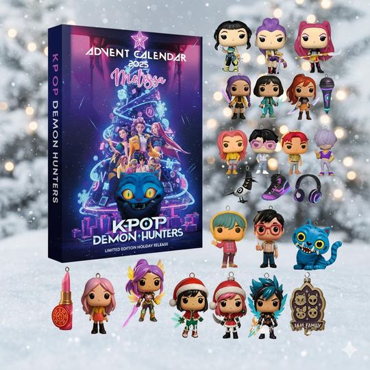 Personalized Kpop Demon Hunters Advent Calendar 2025, Box with 24 Acrylic Christmas Ornament, Holiday Countdown Gift Set