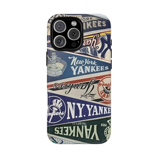 Discover Vintage Yankees Pennant Collage Phone Case: Dual Layer Protection