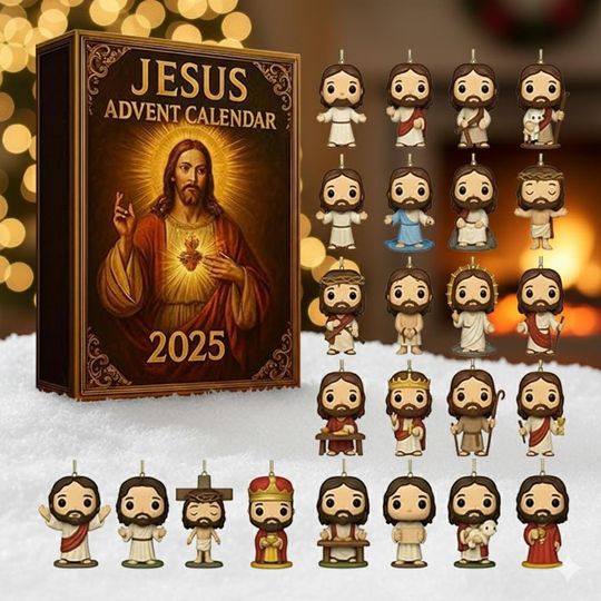 Discover Jesus Advent Calendar 2025, 24 Mini Christmas Ornament, Christian Faith Christmas Countdown Gift for Believers and Families