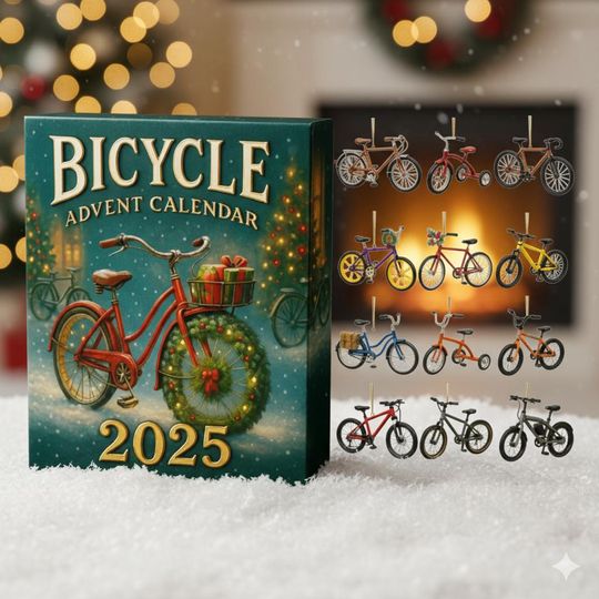 Discover Bicycle Advent Calendar 2025, 24 Mini Bike Acrylic Ornament Models Box, Vintage Cycling Christmas Countdown Gift