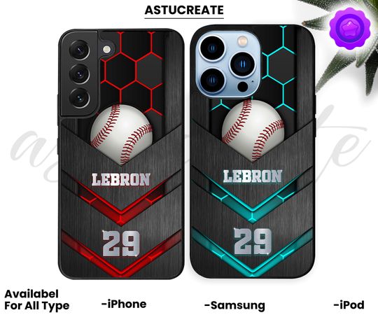 Discover Personalized Baseball Phone Cases Custom Number & Name Phone Baseball iPhone 16 15 14 13 12 11, Samsung S23 S22 S21 S20 S10 Cover