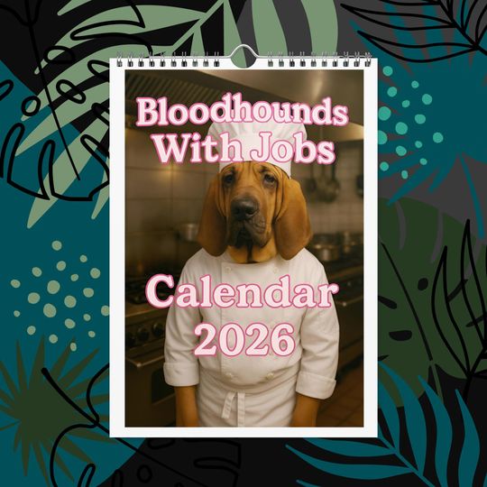 Discover Bloodhounds With Jobs 2026 Funny Dog Calendar, Hilarious Bloodhound Gift for Dog Lovers, Bloodhound Owner Present