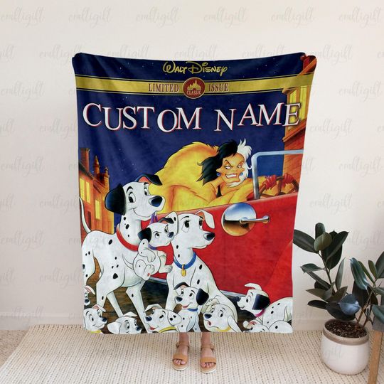 Discover Custom Name Kids 101 Dalmatians Blanket, Disney Inspired Dalmatian Throw, Disney Cartoon Blanket For Baby, Unique Disney Decor Gift,DTA086-2