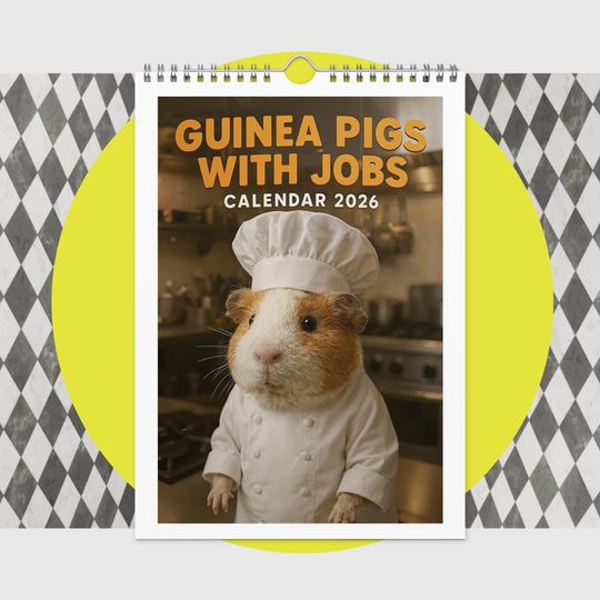 Discover Funny Guinea Pig Calendar 2026  Guinea Pigs With Jobs  Cute Animal Wall Calendar for Guinea Pig Lovers, Pet Gift, Farmhouse Decor