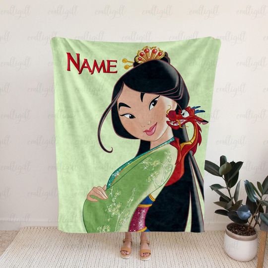 Discover Custom Disney Mulan Blanket With Name, Mulan And Mushu Inspired Blanket, Feminine Strength Fairytale Blanket, Disney Character Gift,VTB497-4