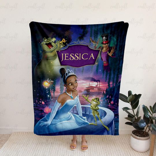 Discover Custom Disney Princess Tiana Blanket, Princess And The Frog Cartoon Blanket, Bayou Frog Prince Blanket, Disney Birthday Girl Gifts, VTB496-2