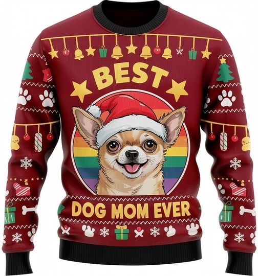 Discover Chihuahua Ugly Sweater, Dog Mom Ugly Sweater, Dog Lover Gift, Pet Ugly Sweater, Dog Breed Sweater, Best Dog Mom Ever