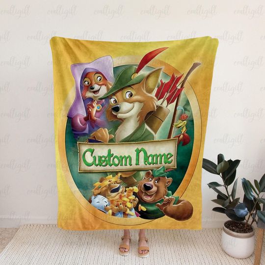 Discover Custom Name Robin Hood Blanket, Lady Marian Little John Robin Hood Throw, Unique Disney Fox Blanket, Disney Cartoon Decor For Xmas, DTA089-2
