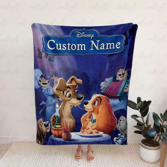 Discover Personalized Lady And The Tramp Blanket, Lady And The Tramp Movie Scene Throw, Disney Dog Couple Blanket, Disney Love Story Blanket,DTA087-1