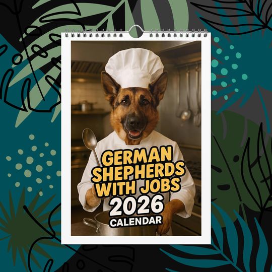 Discover Funny German Shepherd Dogs with Jobs Calendar 2026  German Shepherds Dressed as Professionals  Dog Lover Gift, German Shepherd Fans