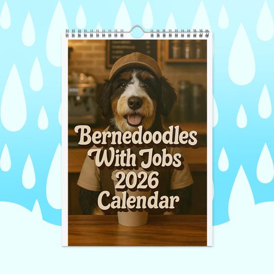 Discover Funny Bernedoodle Dogs with Jobs Calendar 2026  Bernedoodles Dressed as Professionals  Dog Lover Gift, Wall Calendar Bernedoodle Fans