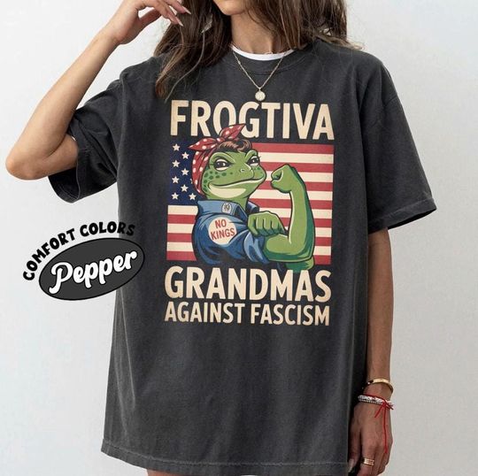 Discover Frogtiva Grandmas Against Fascism Portland Frog Protest Comfort Colors Shirt, Anti-ICE Frog T-Shirt, Resistance T-Shirt, Anti Fascism Tee