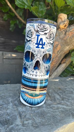 LA Tumbler: 20oz Stainless Steel Sublimation - Los Angeles Dodgers Baseball