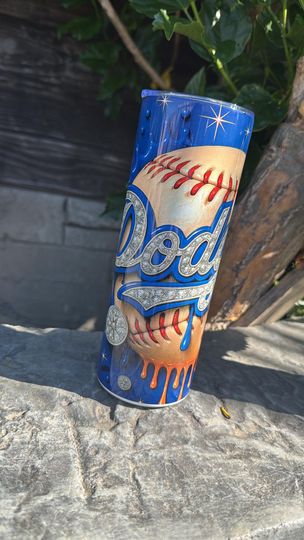 LA Tumbler: 20oz Stainless Steel Sublimation - Los Angeles Dodgers Baseball, Bling Bling, gift ideas