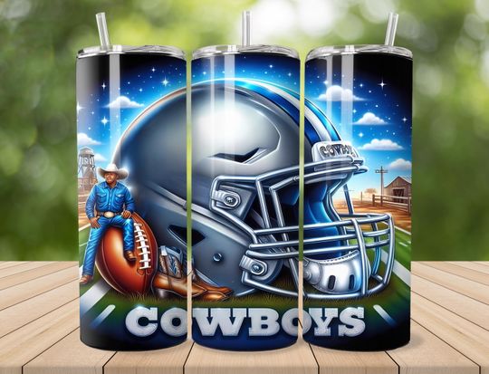Discover 20oz Cowboys Tumbler Wrap, Sport 20oz Tumbler  , 20oz Skinny Tumbler Wrap  , Mascot Sublimation Tumbler