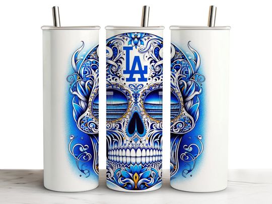 Discover LA Los Angeles Sugar Skull 20oz Skinny Tumbler Wrap, Dodger Colors,  Wall Art, Tumblerful Tumbler Wrap, Sublimation, Sublimational, Fan